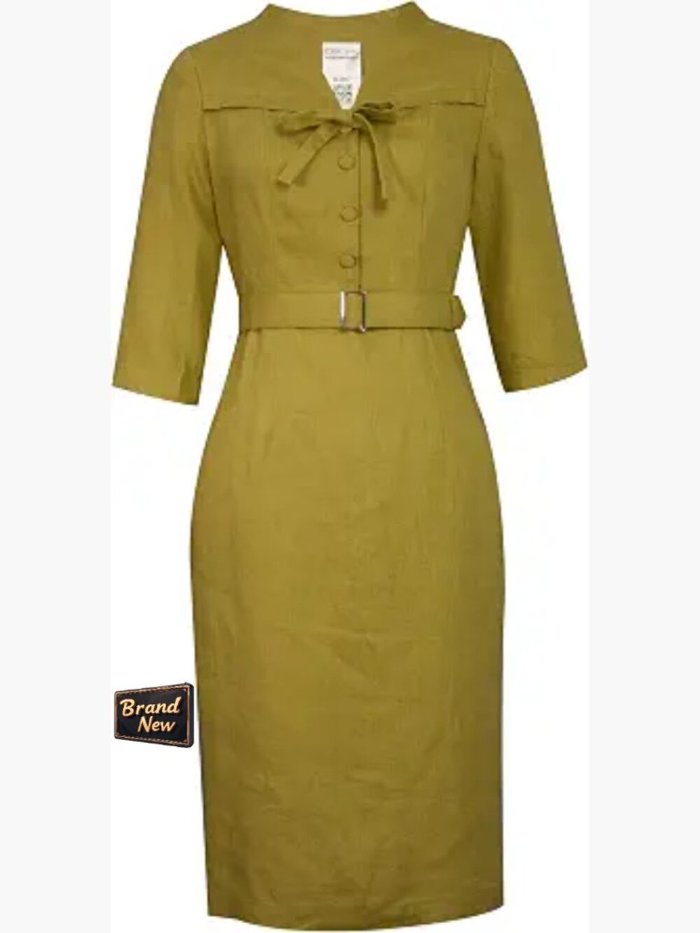 100% Linen Tie Waist Shirtdress with Side Zip | Mid-Sleeve & Knee-Length